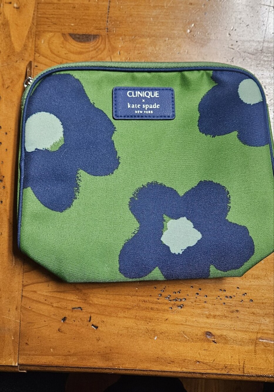 Clinique Kate Spade Floral Cosmetic Pouch in Green and Navy